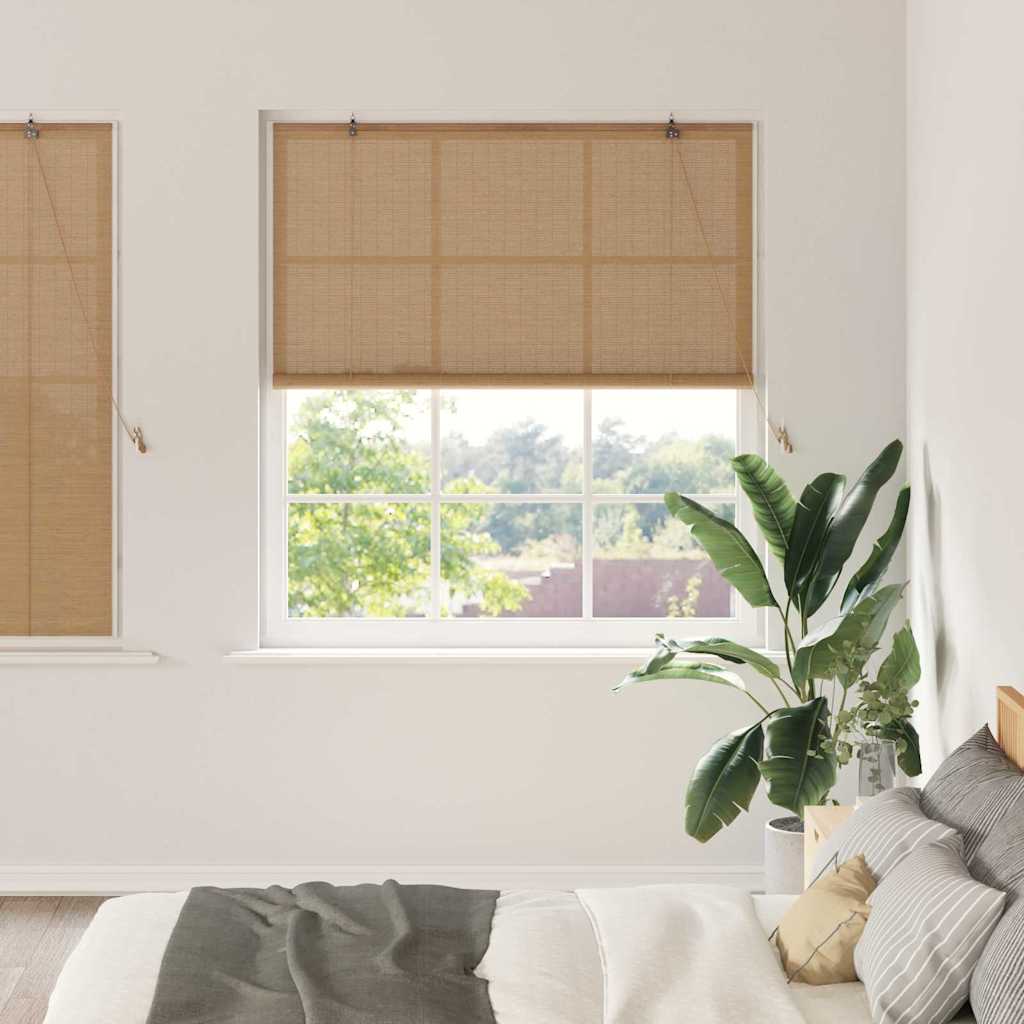 JUNG Vida Rollo mit Vorhängen Braun 140 x 160 cm Bambus