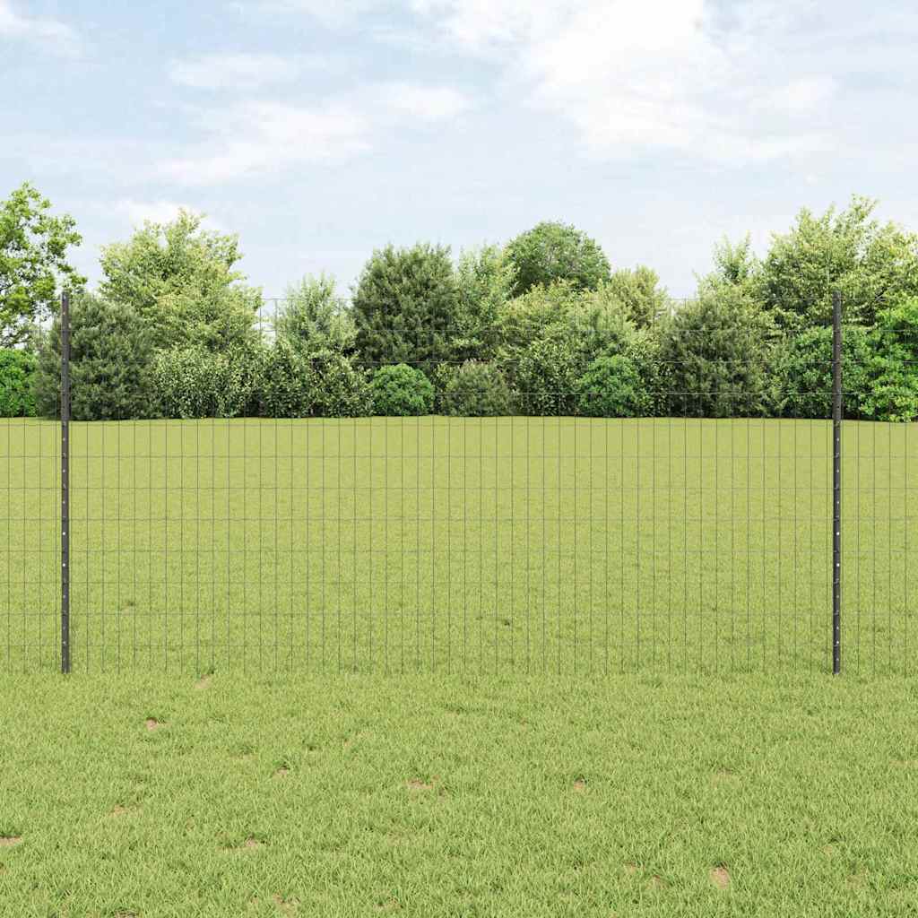 JUNG Vida Zaun mit Pfosten Grau 1,2 x 10 m Stahl und PVC