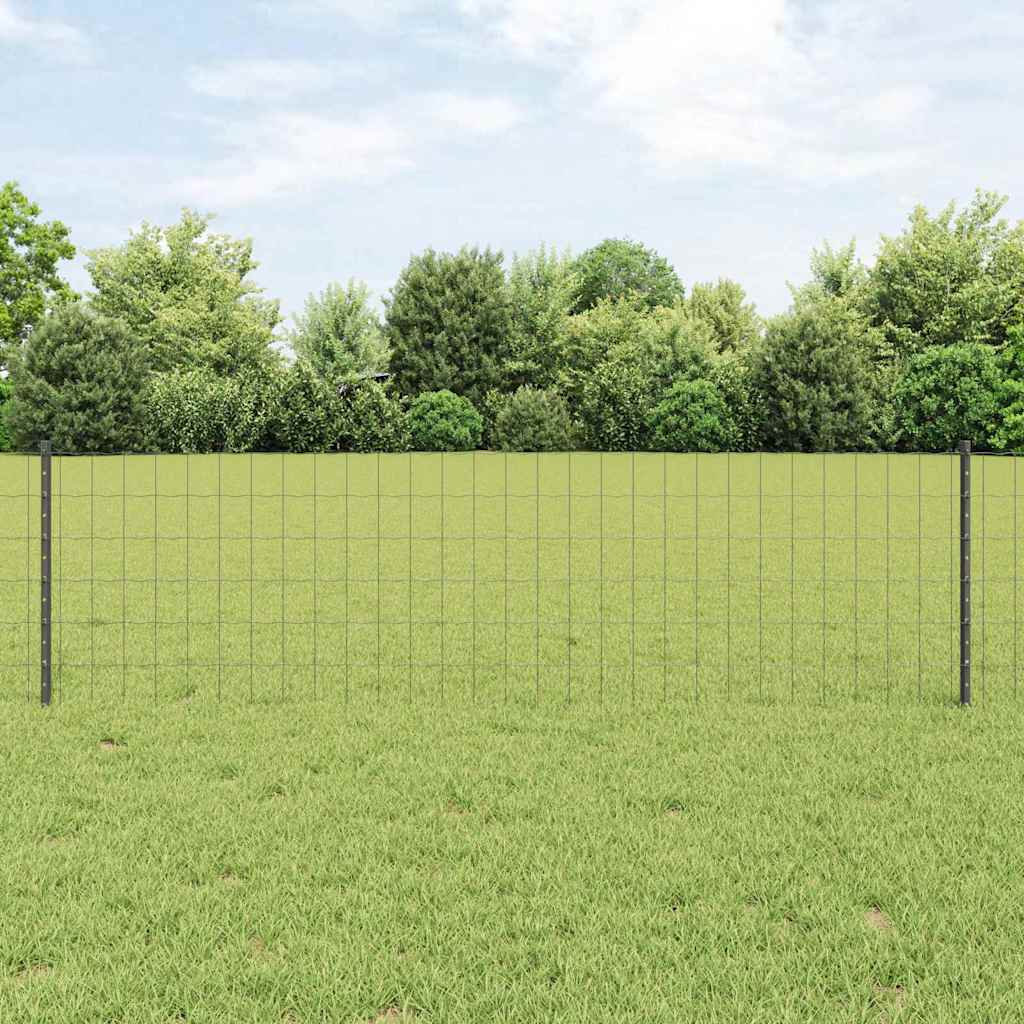 JUNG Vida Zaun mit Pfosten Grau 0,6 x 10 m Stahl und PVC