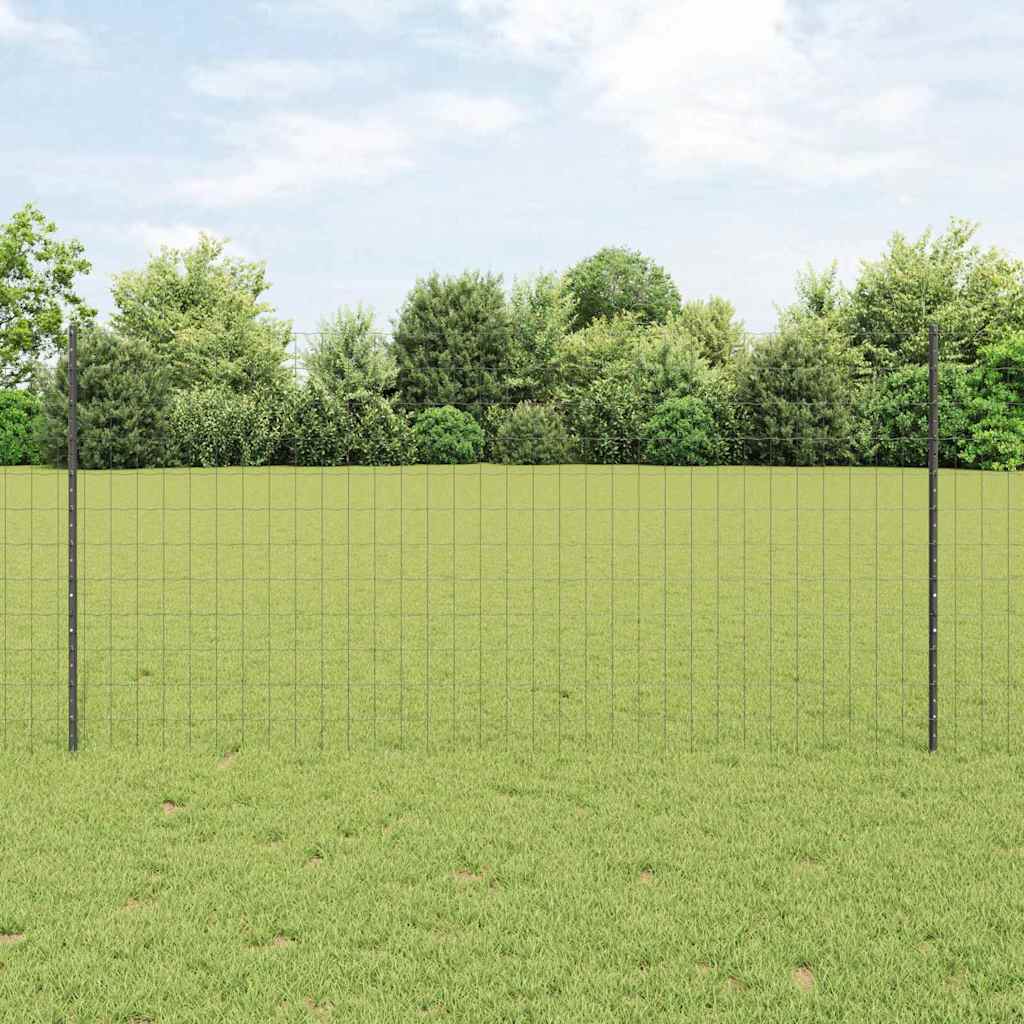 JUNG Vida Zaun mit Pfosten Grau 1,2 x 10 m Stahl und PVC