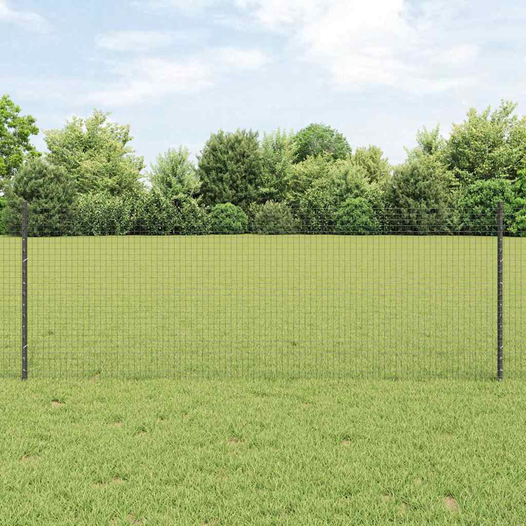 JUNG Vida Zaun mit Pfosten Grau 0,8 x 10 m Stahl und PVC