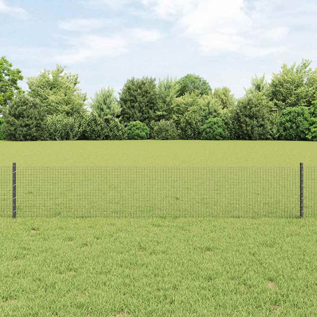 JUNG Vida Zaun mit Pfosten Grau 0,4 x 25 m Stahl und PVC