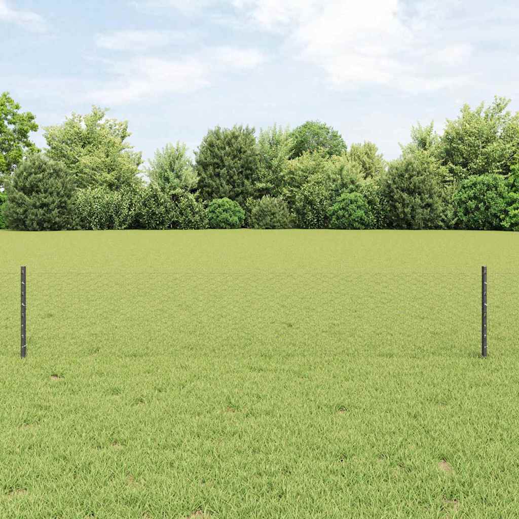 JUNG Vida Zaun mit Pfosten Grau 0,4 x 10 m Stahl und PVC