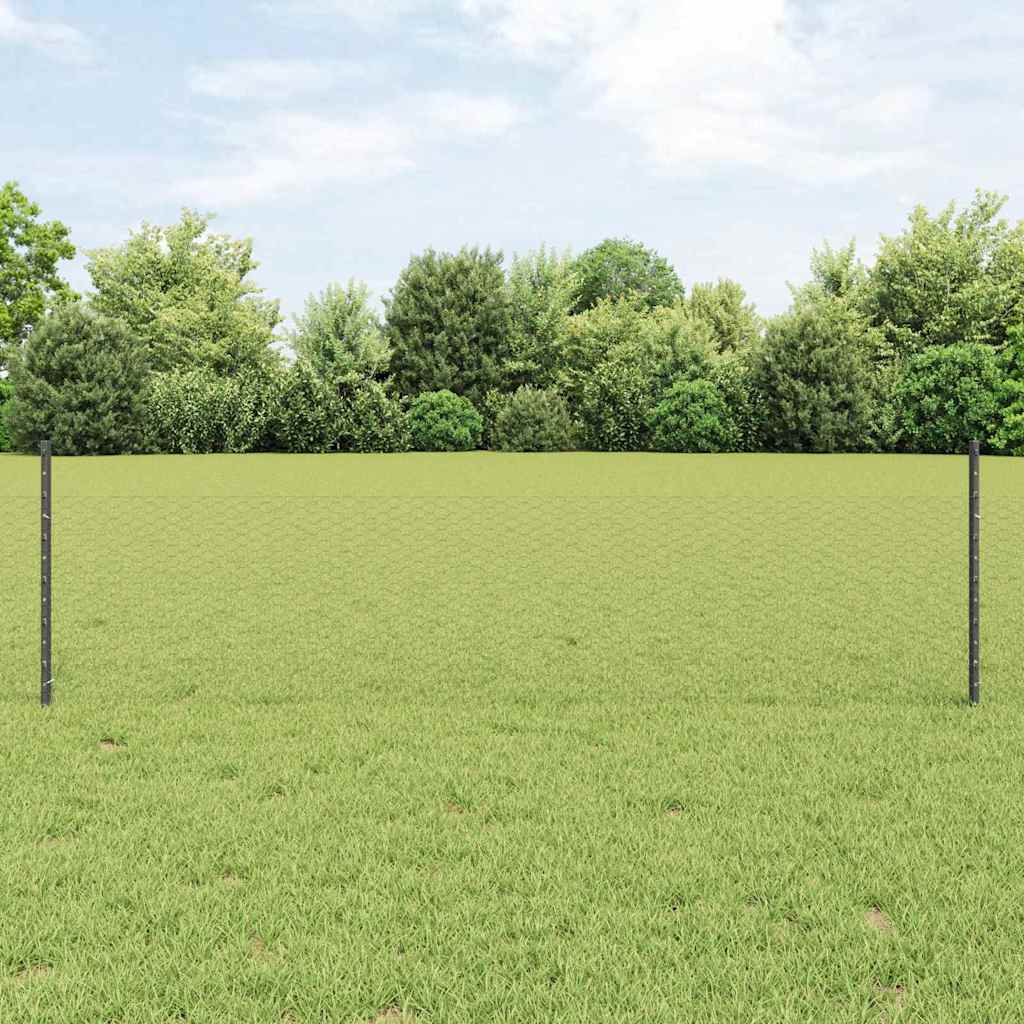 JUNG Vida Zaun mit Pfosten Grau 0,5 x 10 m Stahl und PVC