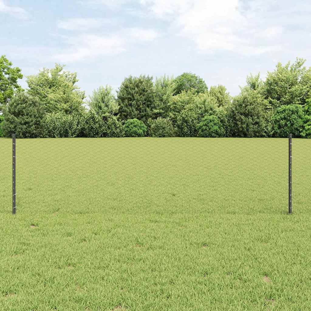 JUNG Vida Zaun mit Pfosten Grau 0,6 x 10 m Stahl und PVC