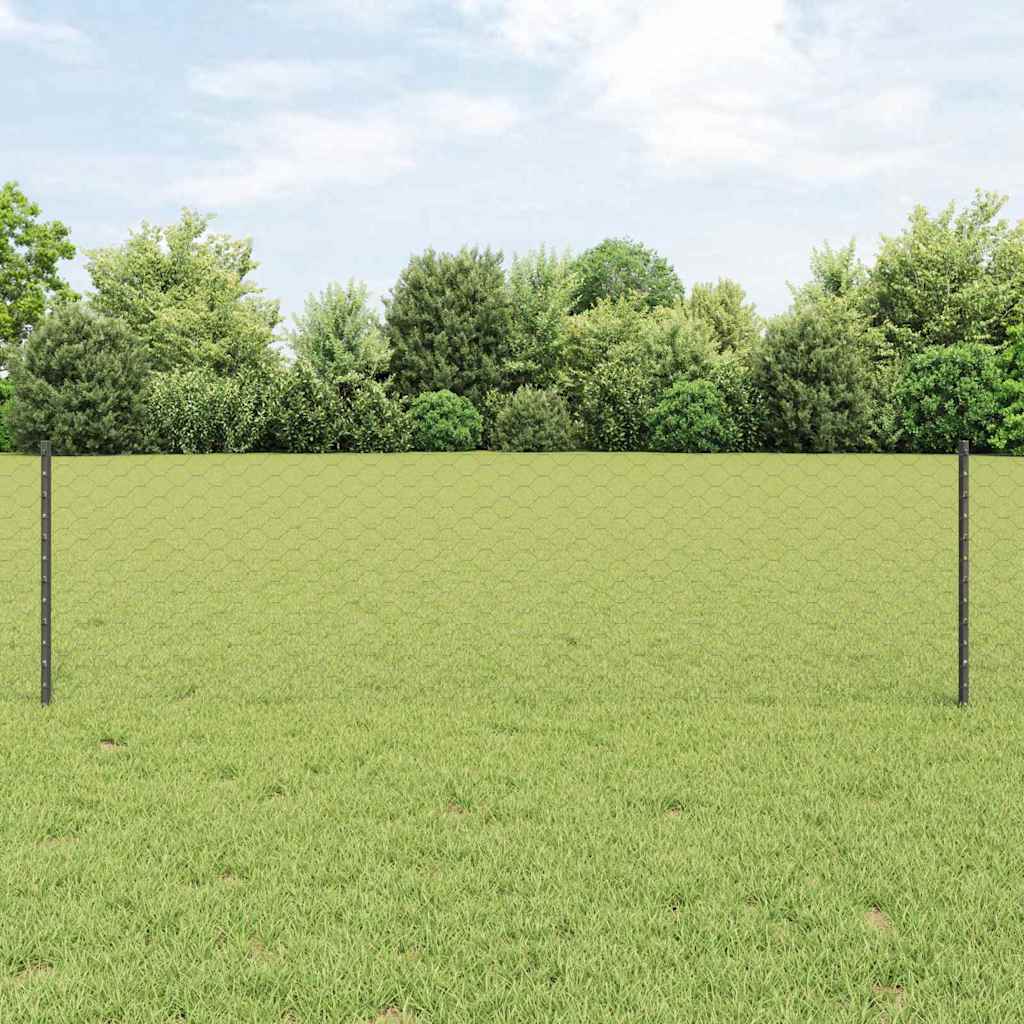 JUNG Vida Zaun mit Pfosten Grau 0,6 x 10 m Stahl und PVC