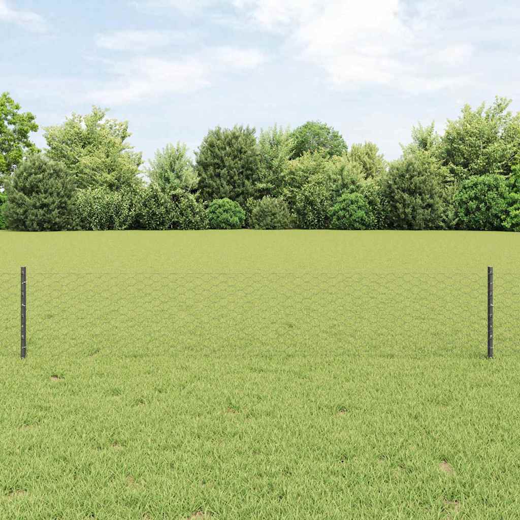 JUNG Vida Zaun mit Pfosten Grau 0,4 x 25 m Stahl