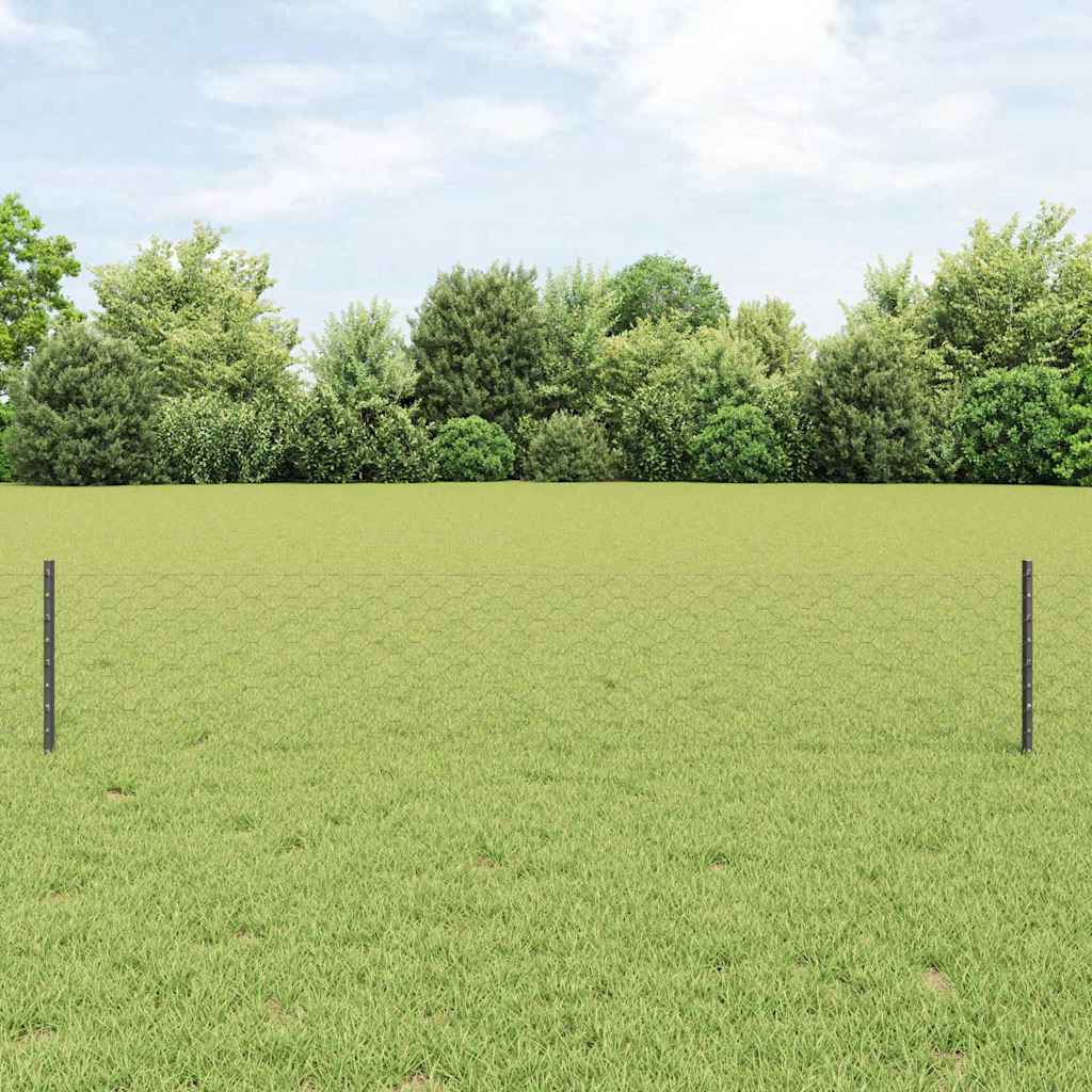 JUNG Vida Zaun mit Pfosten Grau 0,4 x 50 m Stahl und PVC
