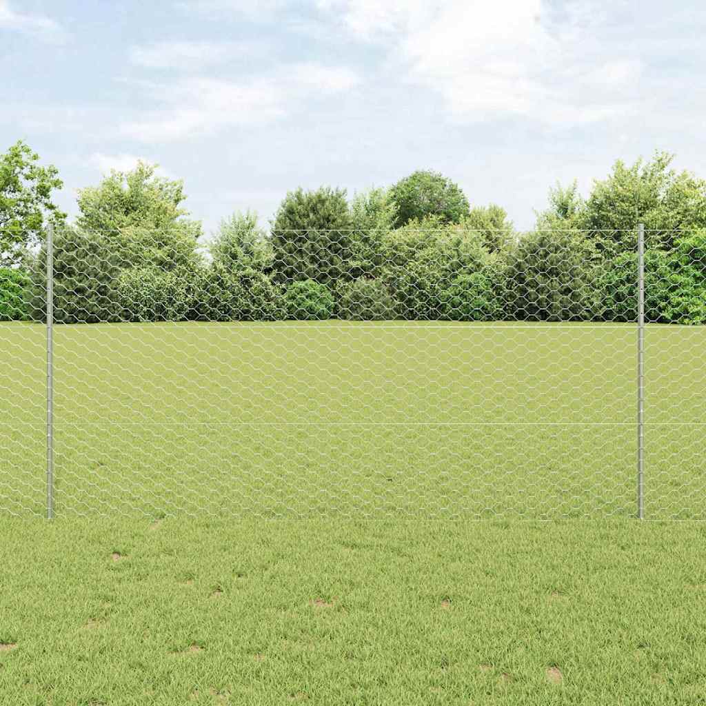 JUNG Vida Zaun mit Pfosten Silber 1,2 x 10 m Stahl