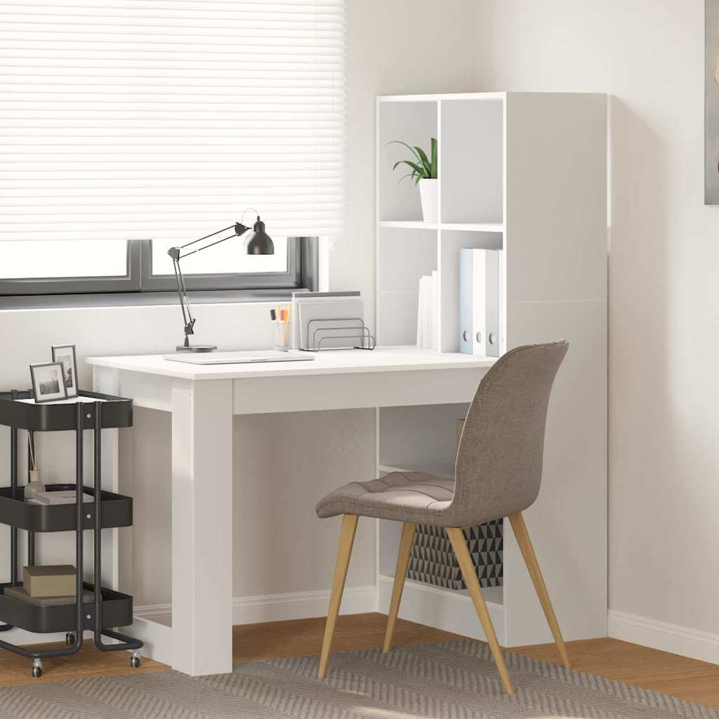 JUNG Vida Schreibtisch mit Regal Weiß 122 x 67 x 145 cm Holzwerkstoff