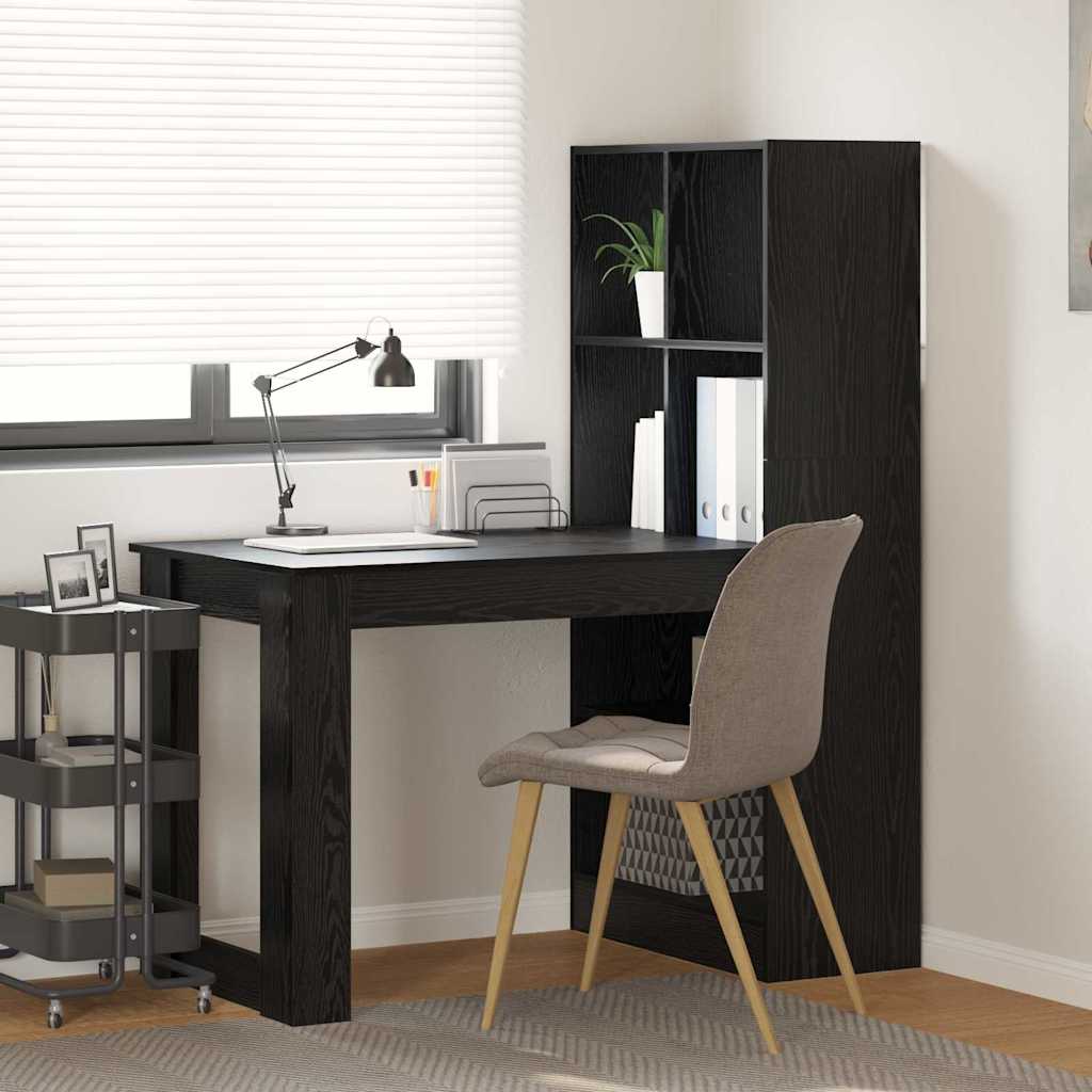 JUNG Vida Schreibtisch mit Regal Schwarz Eichen-Optik 122 x 67 x 145 cm