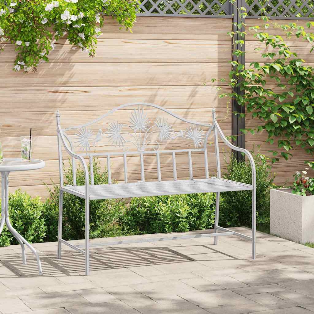 JUNG Vida Gartenbank Antik Weiß 104 x 52,5 x 89 cm Stahl