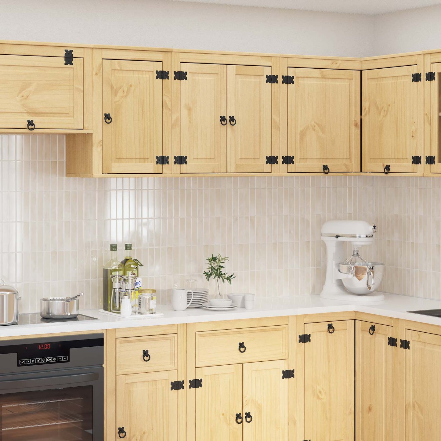 JUNG Vida Schrank mit Regal Honig 60 x 32 x 40 cm Massives Kiefernholz