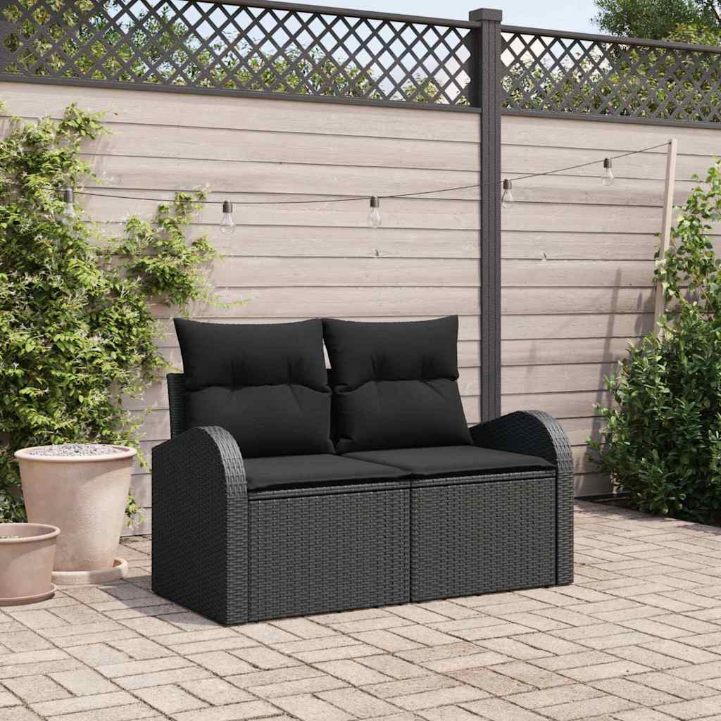 JUNG Vida Gartensofa Schwarz 124 x 62 x 69cm Poly-Rattan