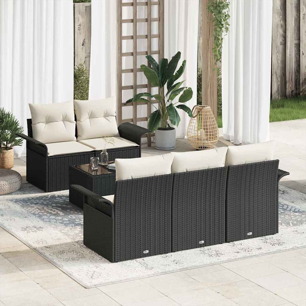 JUNG Vida Sofa Set mit Kissen 6 pcs Schwarz Poly-Rattan