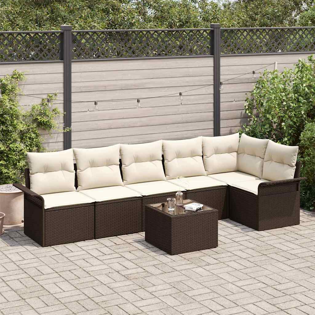 JUNG Vida Gartensofa-set mit Kissen 7 pcs Braun Poly-Rattan