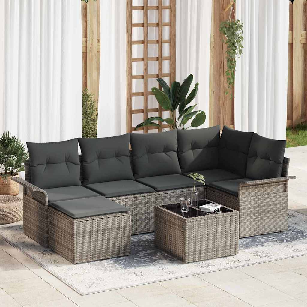 JUNG Vida Gartensofa-set mit Kissen 7 pcs Grau Poly-Rattan