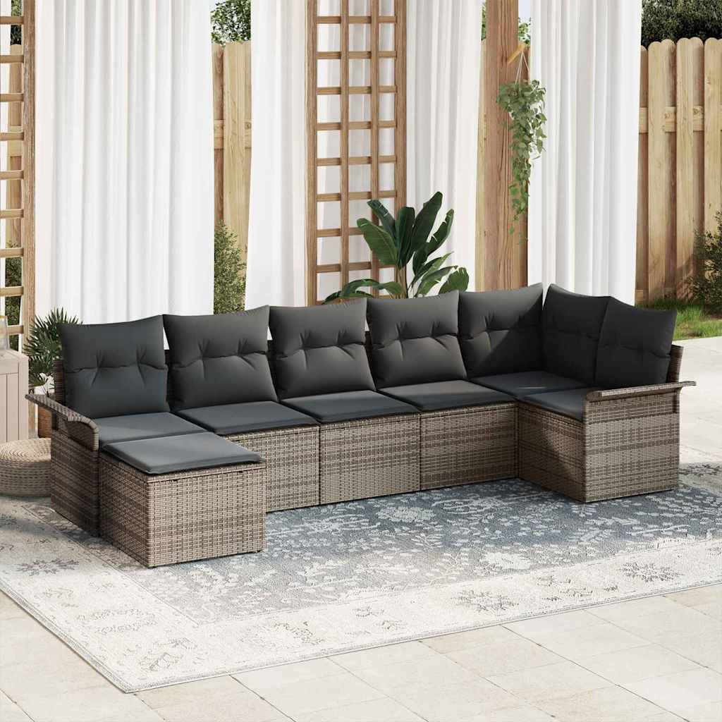 JUNG Vida Gartensofa-set mit Kissen 7 pcs Grau Poly-Rattan