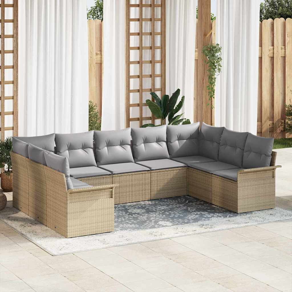 JUNG Vida Gartensofa-set mit Kissen Beige Poly-Rattan