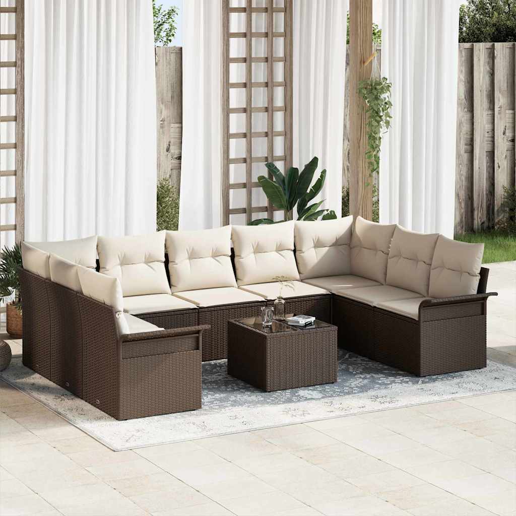 JUNG Vida Gartensofa-set mit Kissen 10 pcs Braun Poly-Rattan