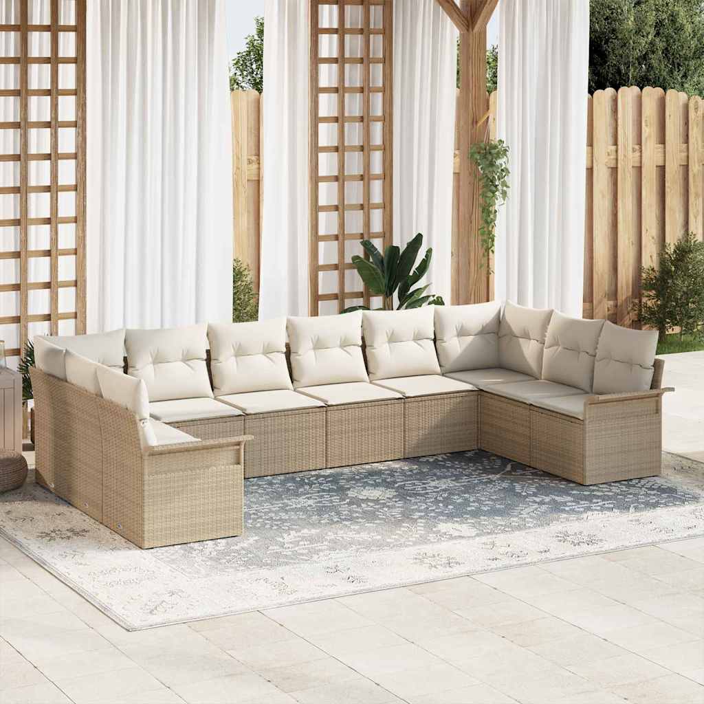 JUNG Vida Gartensofa-set mit Kissen 10 pcs Beige Poly-Rattan
