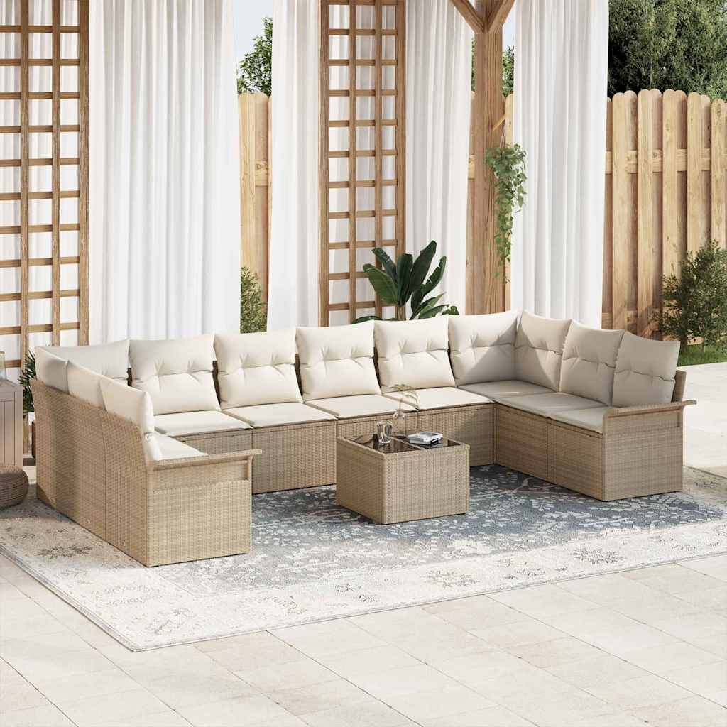 JUNG Vida Gartensofa-set mit Kissen 11 pcs Beige Poly-Rattan