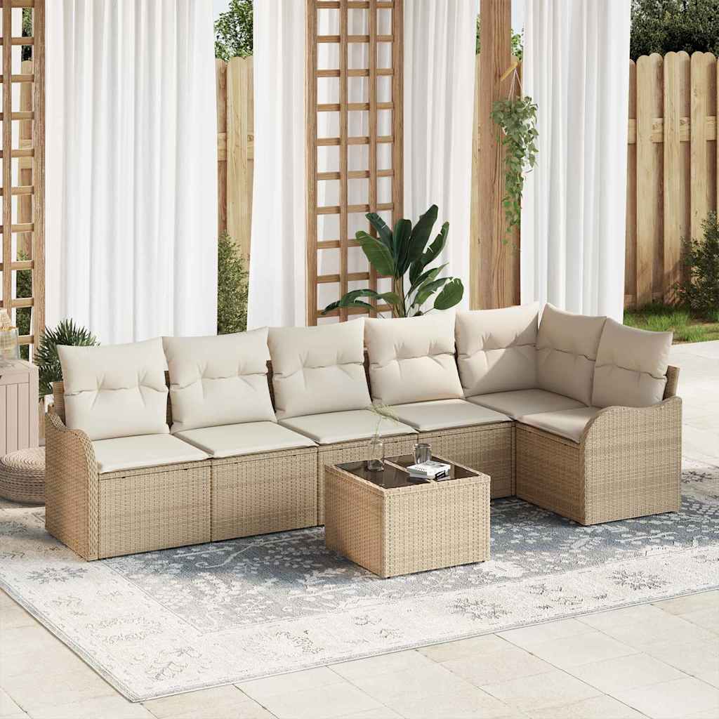 JUNG Vida Gartensofa-set 7 pcs Beige Poly-Rattan