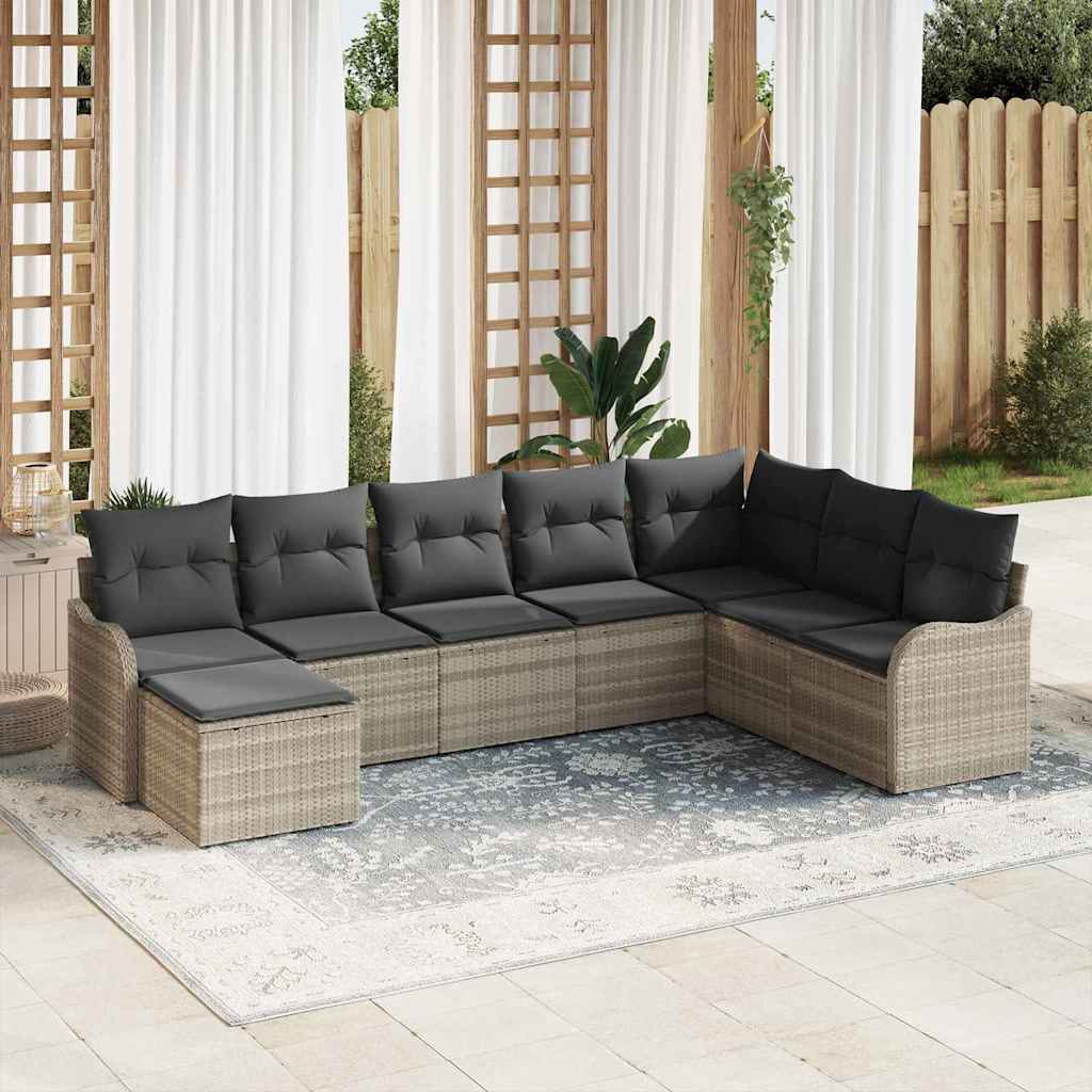 JUNG Vida Gartensofa-set 8 pcs Hellgrau Poly-Rattan