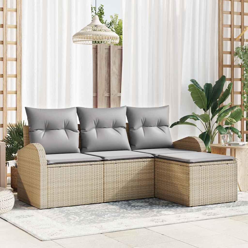 JUNG Vida Gartensofa-set Beige Poly-Rattan