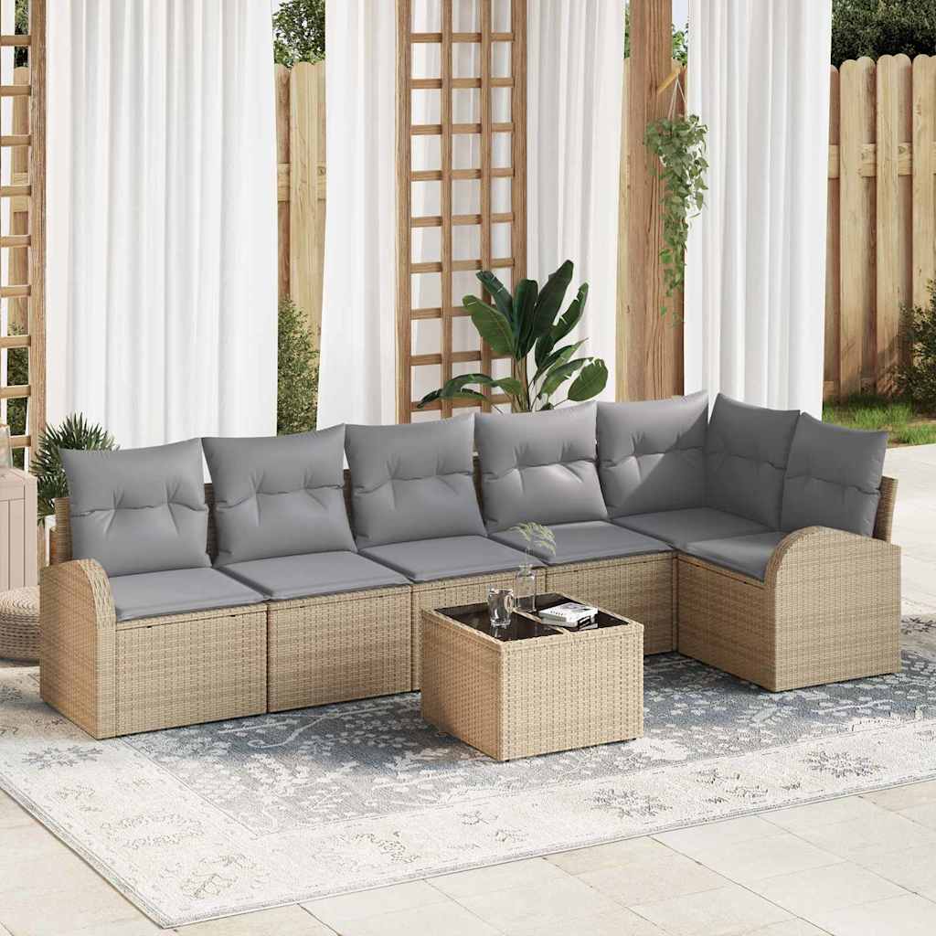 JUNG Vida Gartensofa-set 7 pcs Beige Poly-Rattan
