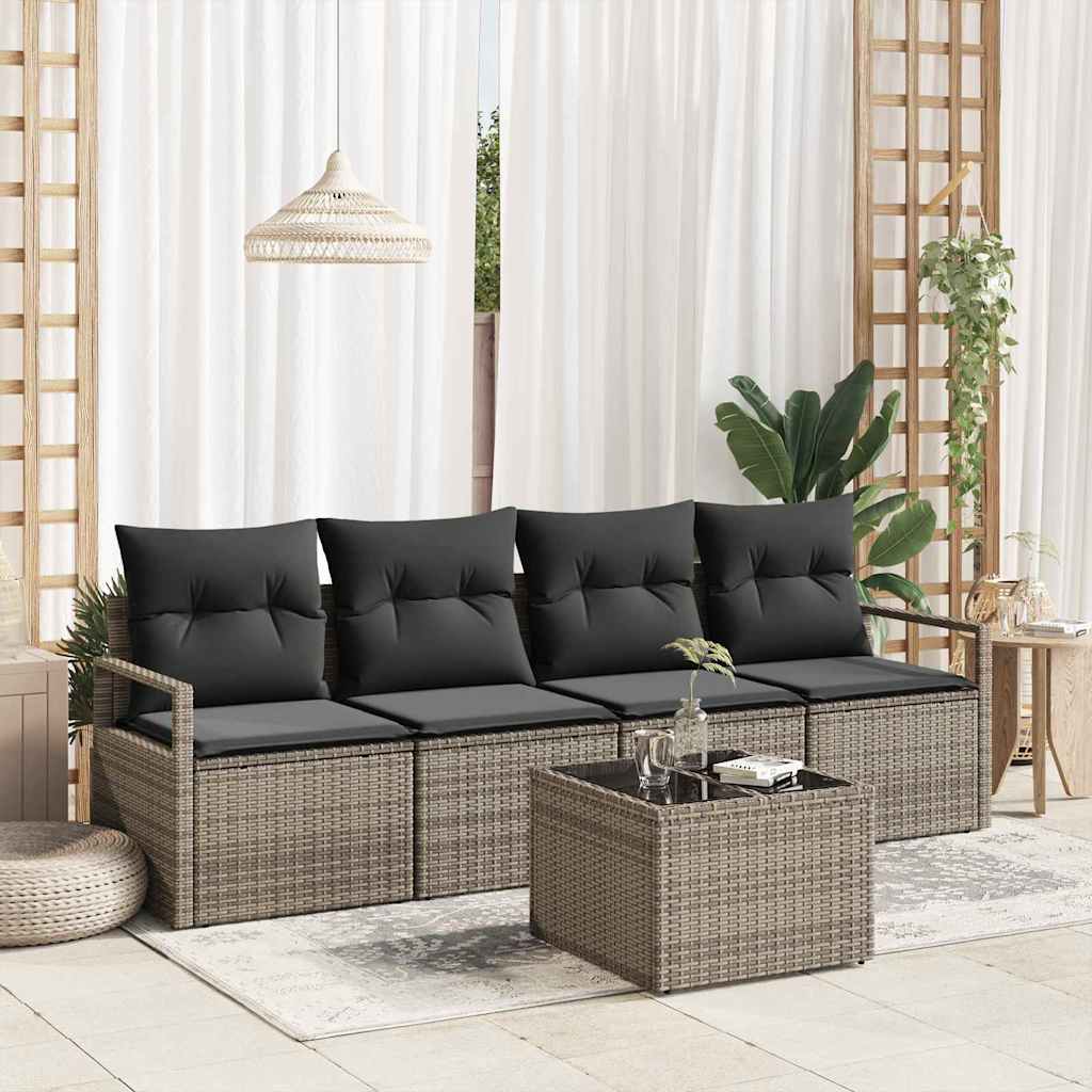 JUNG Vida Garten-Sofa-Set 5 pcs Grau 55 x 55 x 37 cm Poly-Rattan