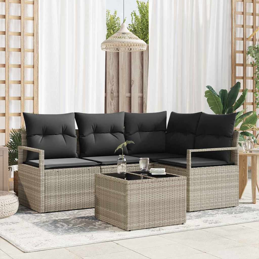 JUNG Vida Sofa Set 5 pcs Hellgrau Poly-Rattan
