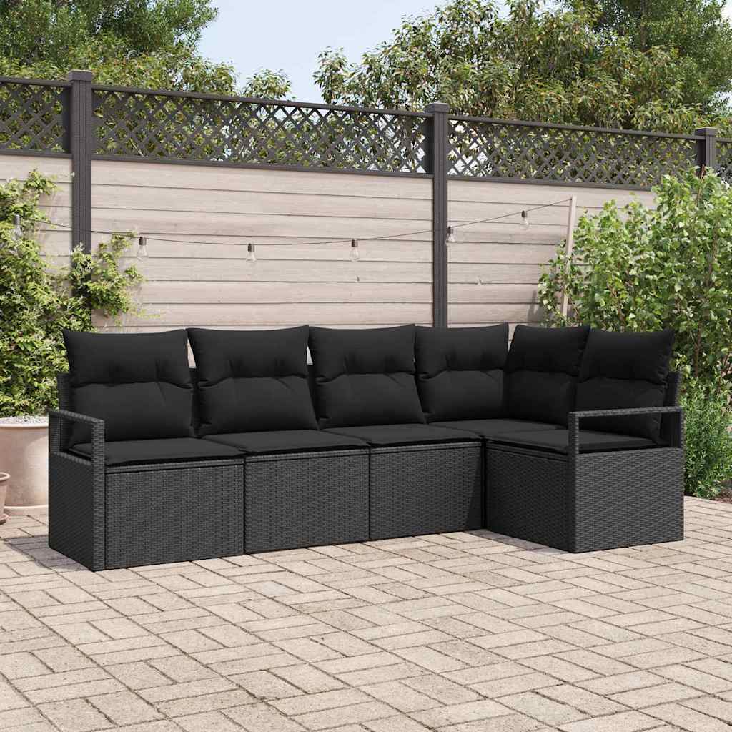 JUNG Vida Sofa Set 5 pcs Schwarz Poly-Rattan
