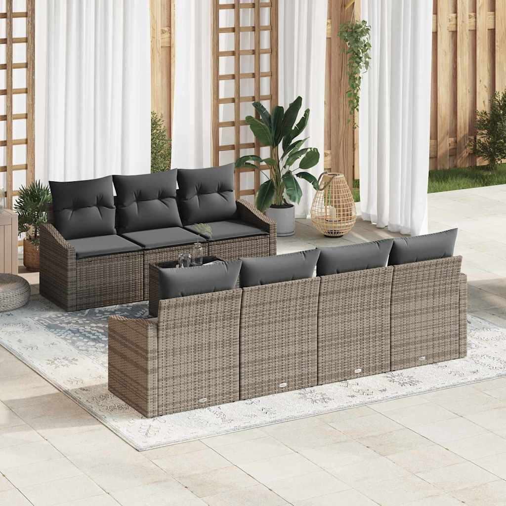 JUNG Vida Sofa Set mit Kissen mit Kissen 8 pcs Grau Poly-Rattan