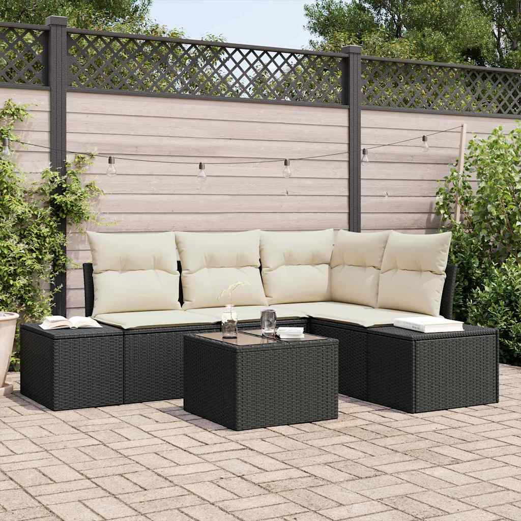 JUNG Vida Gartensofa-set 5 pcs Schwarz Poly-Rattan