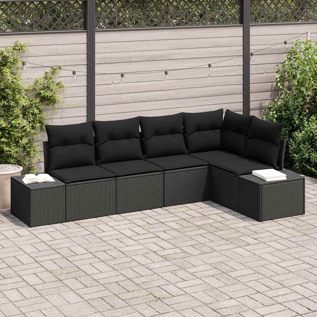 JUNG Vida Gartensofa-set 5 pcs Schwarz Poly-Rattan