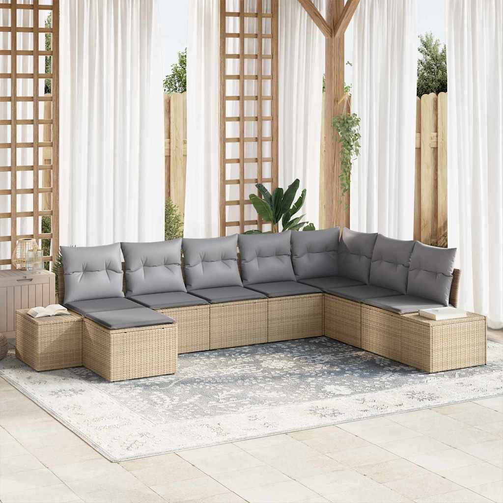 JUNG Vida Gartensofa-set mit Kissen 8 pcs Poly-Rattan