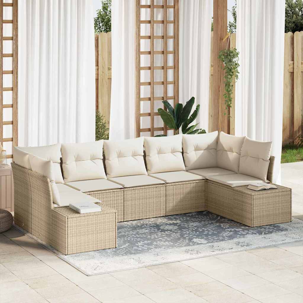 JUNG Vida Gartensofa-set mit Kissen 7 pcs Beige Poly-Rattan