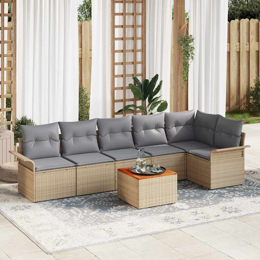 JUNG Vida Gartensofa-set mit Kissen 7 pcs Beige Poly-Rattan