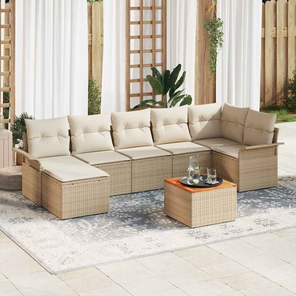 JUNG Vida Gartensofa-set mit Kissen 8 pcs Beige Poly-Rattan