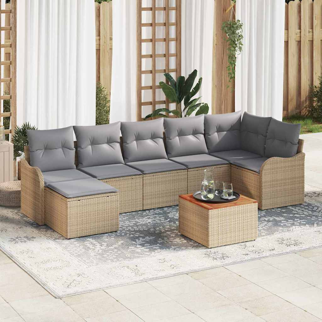 JUNG Vida Gartensofa-set mit Kissen 8 pcs Beige Poly-Rattan