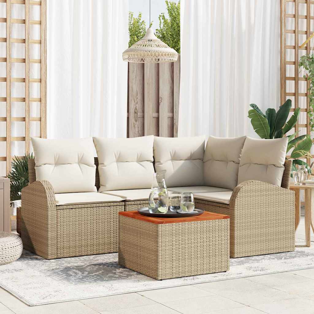JUNG Vida Gartensofa-set mit Kissen 5 pcs Beige Poly-Rattan