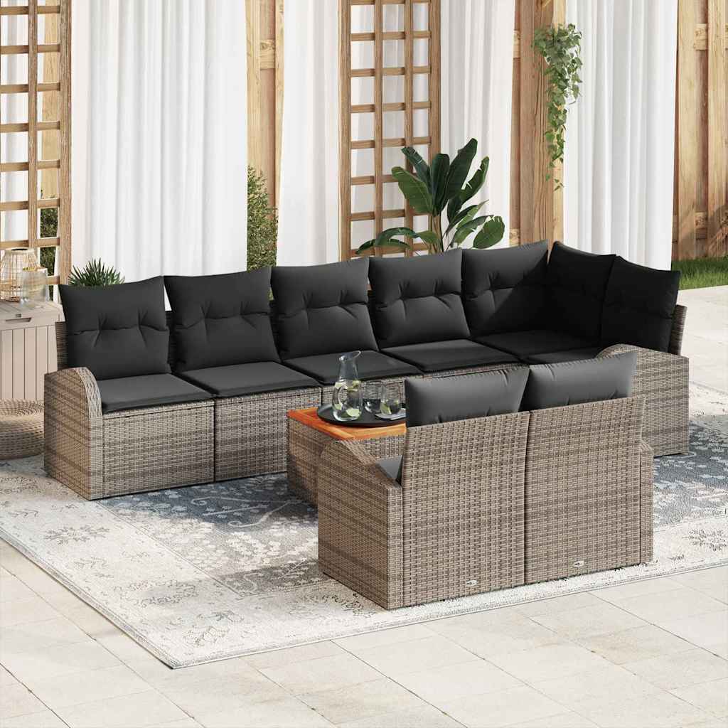 JUNG Vida Gartensofa-set mit Kissen 9 pcs Grau Poly-Rattan