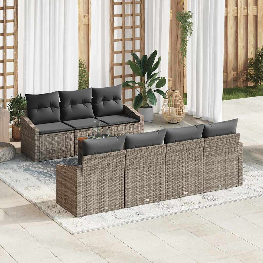 JUNG Vida Gartensofa-set mit Kissen 8 pcs Grau Poly-Rattan