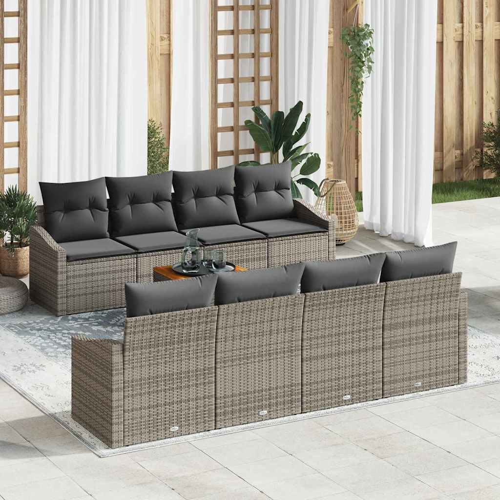 JUNG Vida Gartensofa-set mit Kissen 9 pcs Grau Poly-Rattan