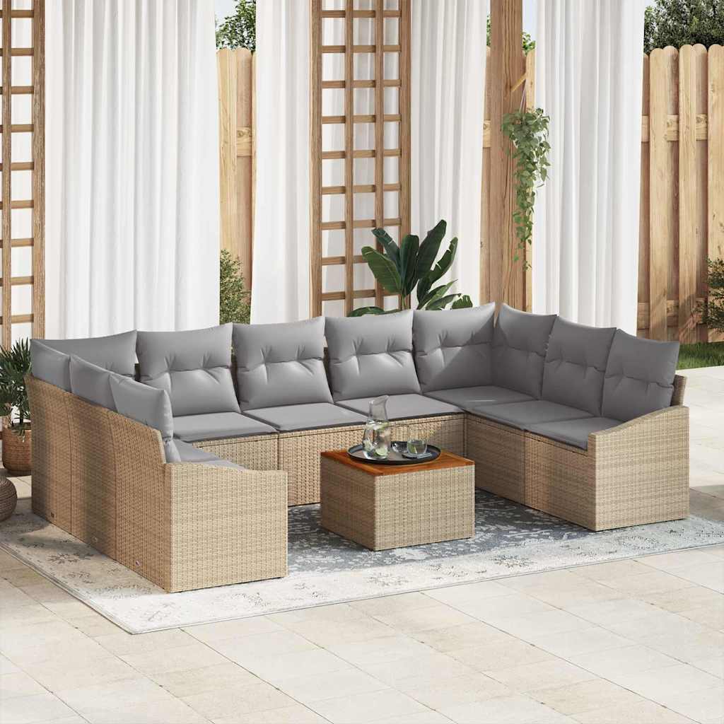 JUNG Vida Gartensofa-set mit Kissen 10 pcs Beige Poly-Rattan