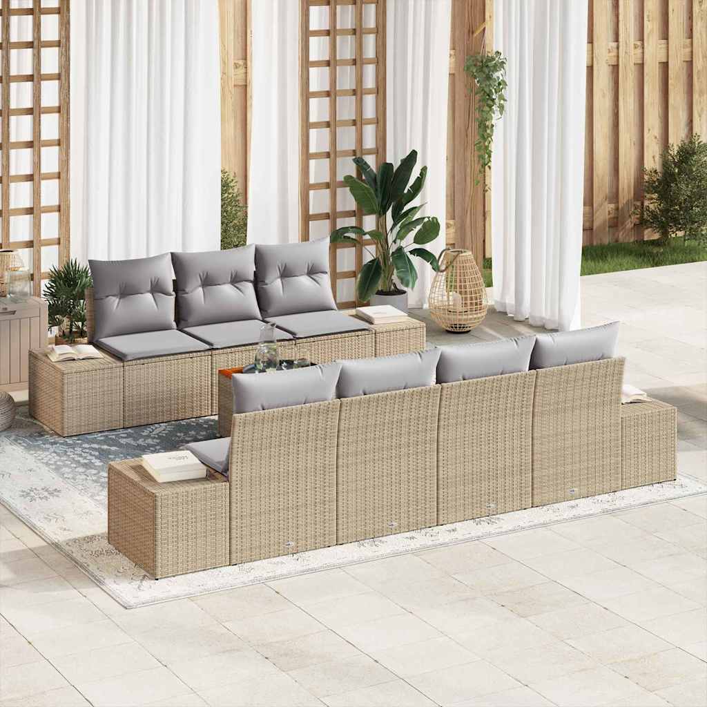 JUNG Vida Gartensofa-set mit Kissen 8 pcs Beige Poly-Rattan