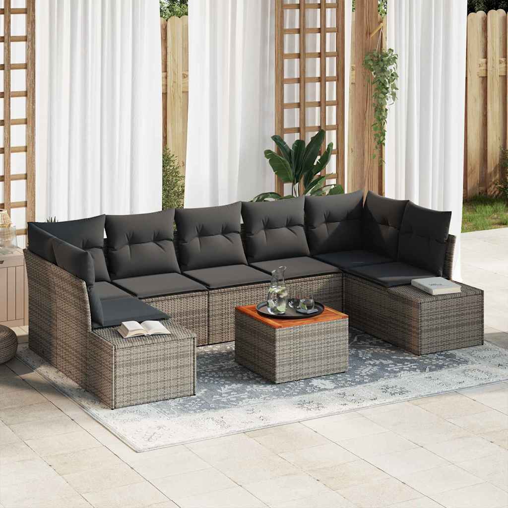 JUNG Vida Gartensofa-set mit Kissen 8 pcs Grau Poly-Rattan