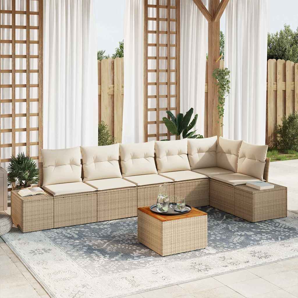 JUNG Vida Gartensofa-set mit Kissen 7 pcs Beige Poly-Rattan