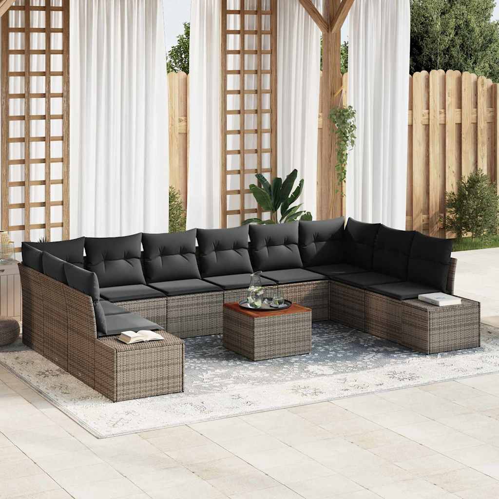 JUNG Vida Gartensofa-set mit Kissen 11 pcs Grau Poly-Rattan